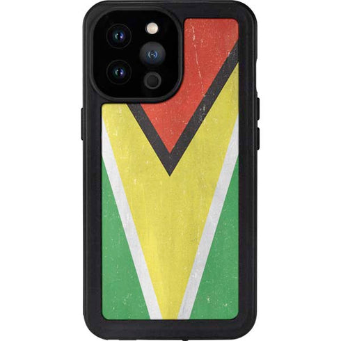 Guyana Flag Distressed iPhone 14 Pro Max Waterproof Case